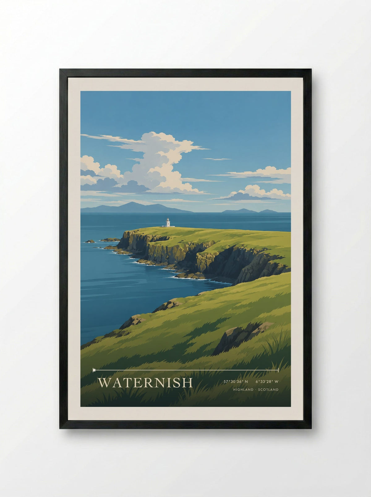 Waternish, Highland | Travel Poster - Framed Print Black