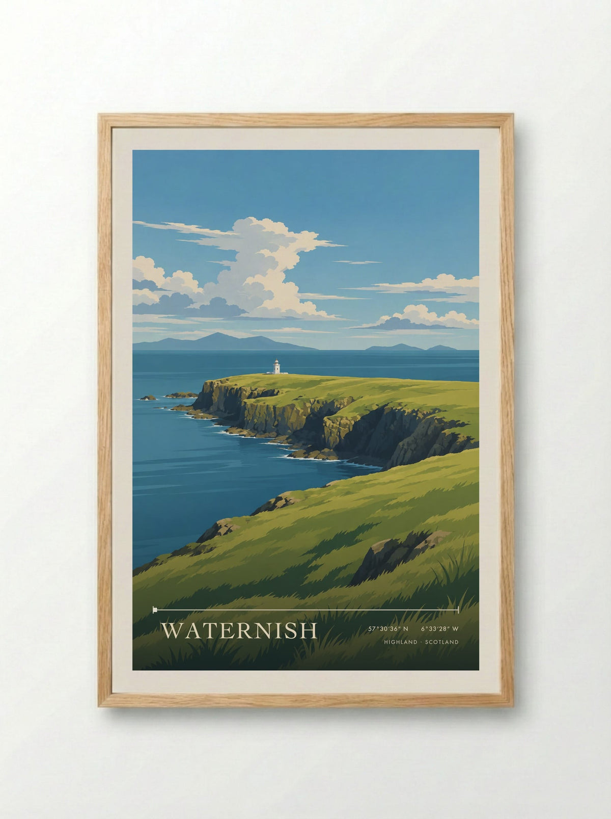 Waternish, Highland | Travel Poster - Framed Print Wood