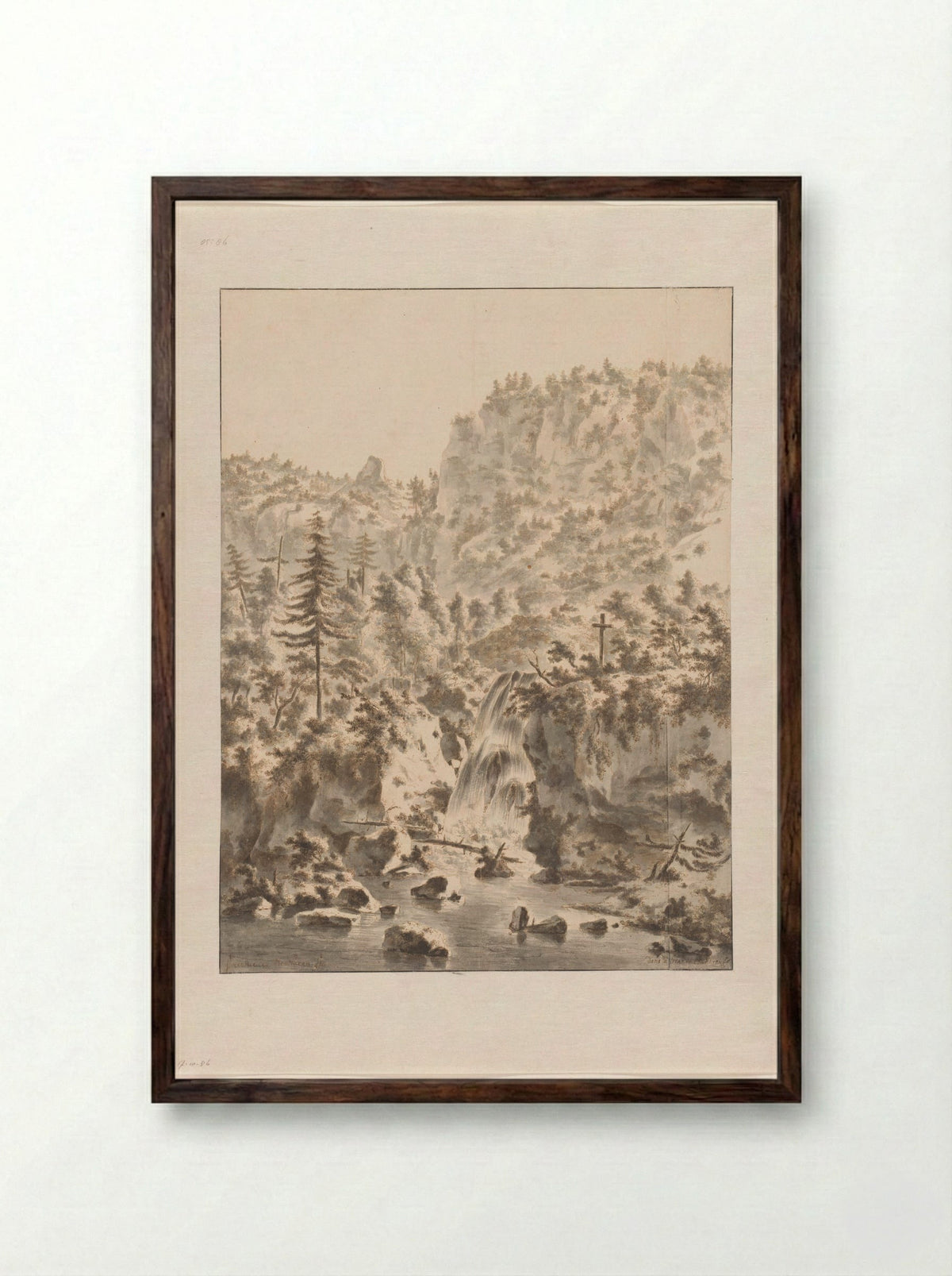 Waterval bij de Grand Chartreuse - Frederik de Moucheron - Framed Print Dark Wood