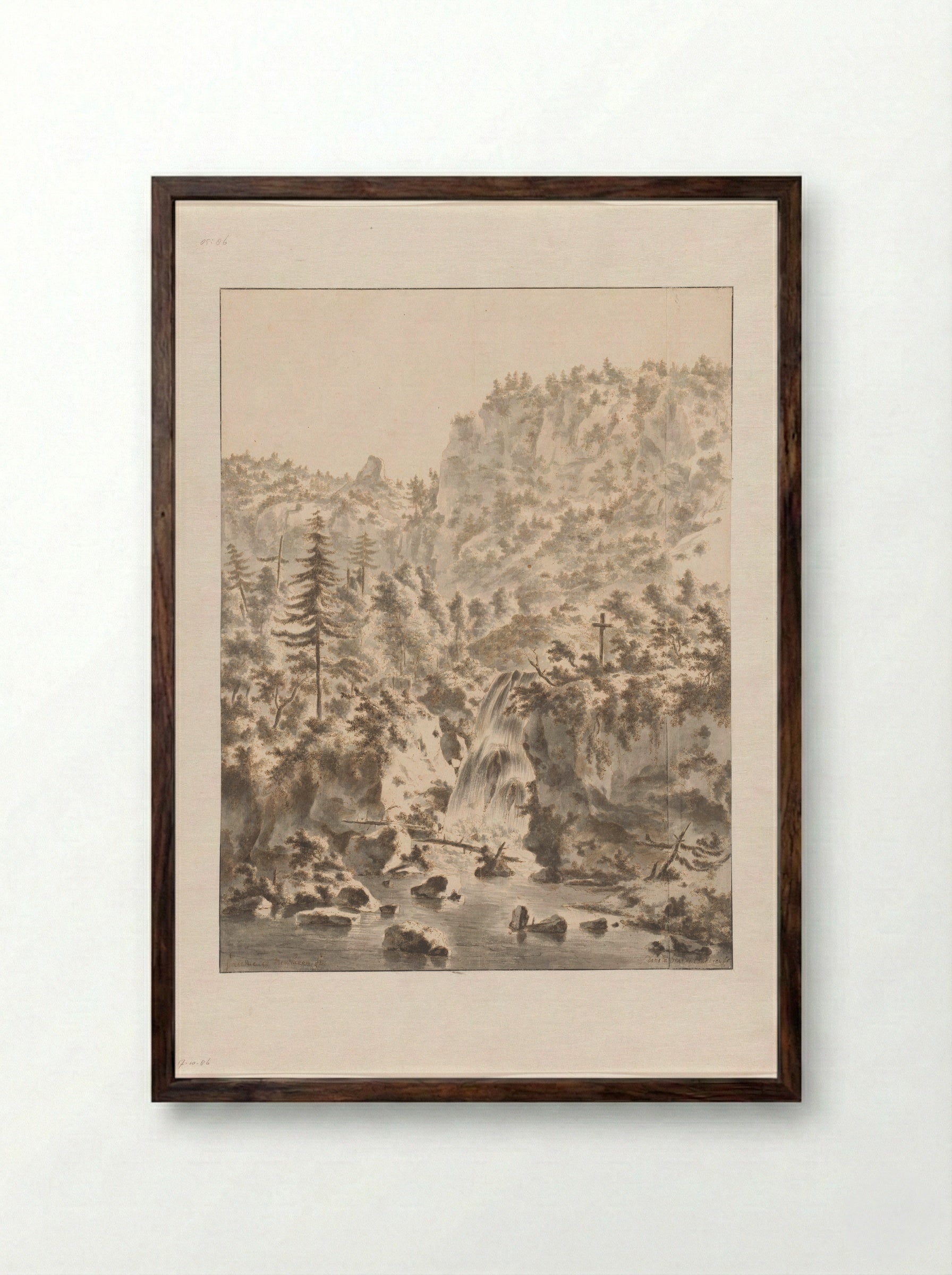 Waterval bij de Grand Chartreuse - Frederik de Moucheron - Framed Print Dark Wood