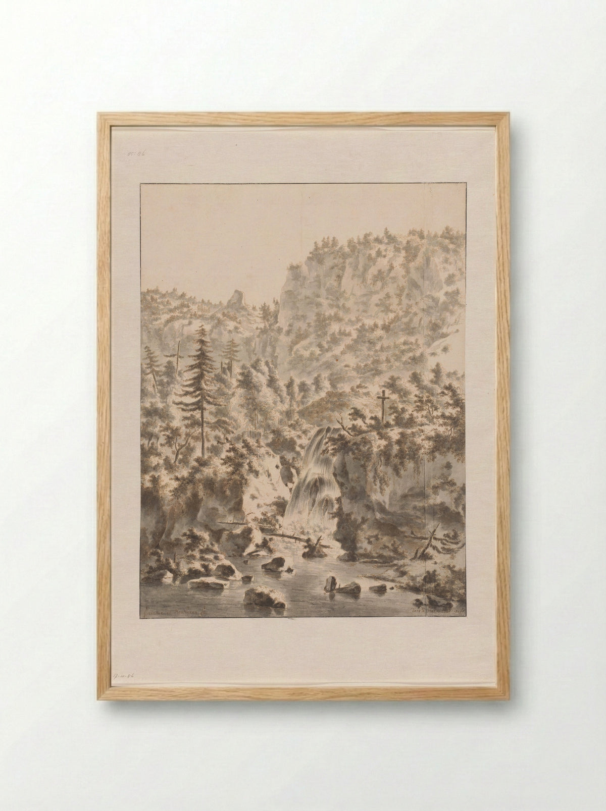 Waterval bij de Grand Chartreuse - Frederik de Moucheron - Framed Print Wood