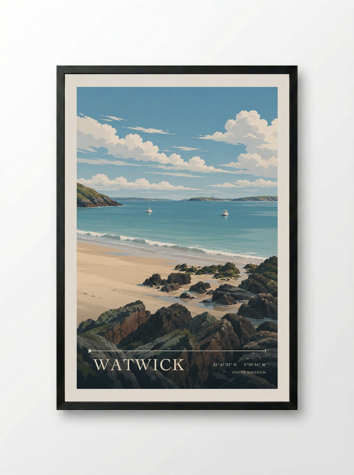 Watwick | Travel Poster - Framed Print Black