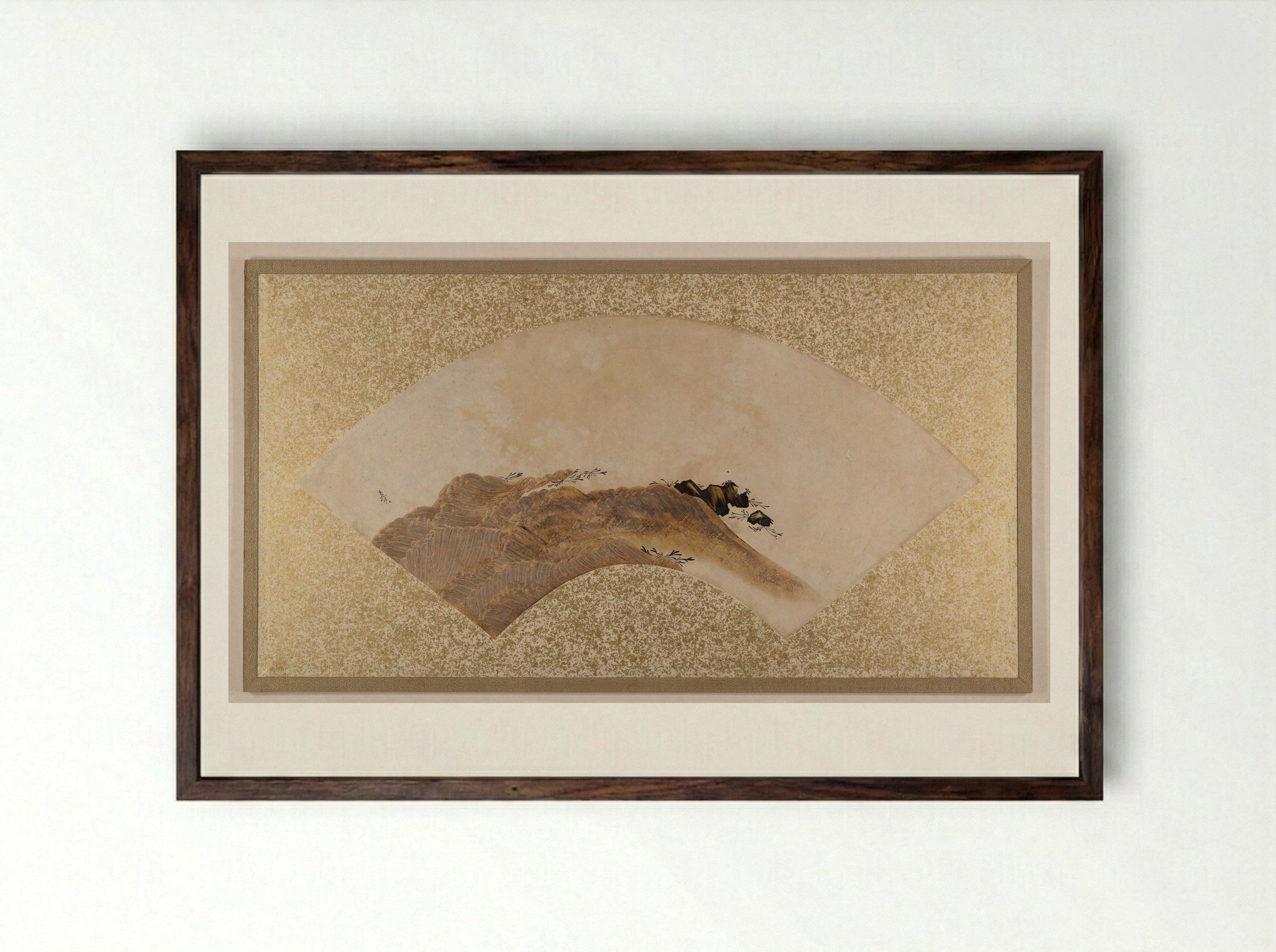 Waves and Rocks - Shibata Zeshin - Framed Print Dark Wood
