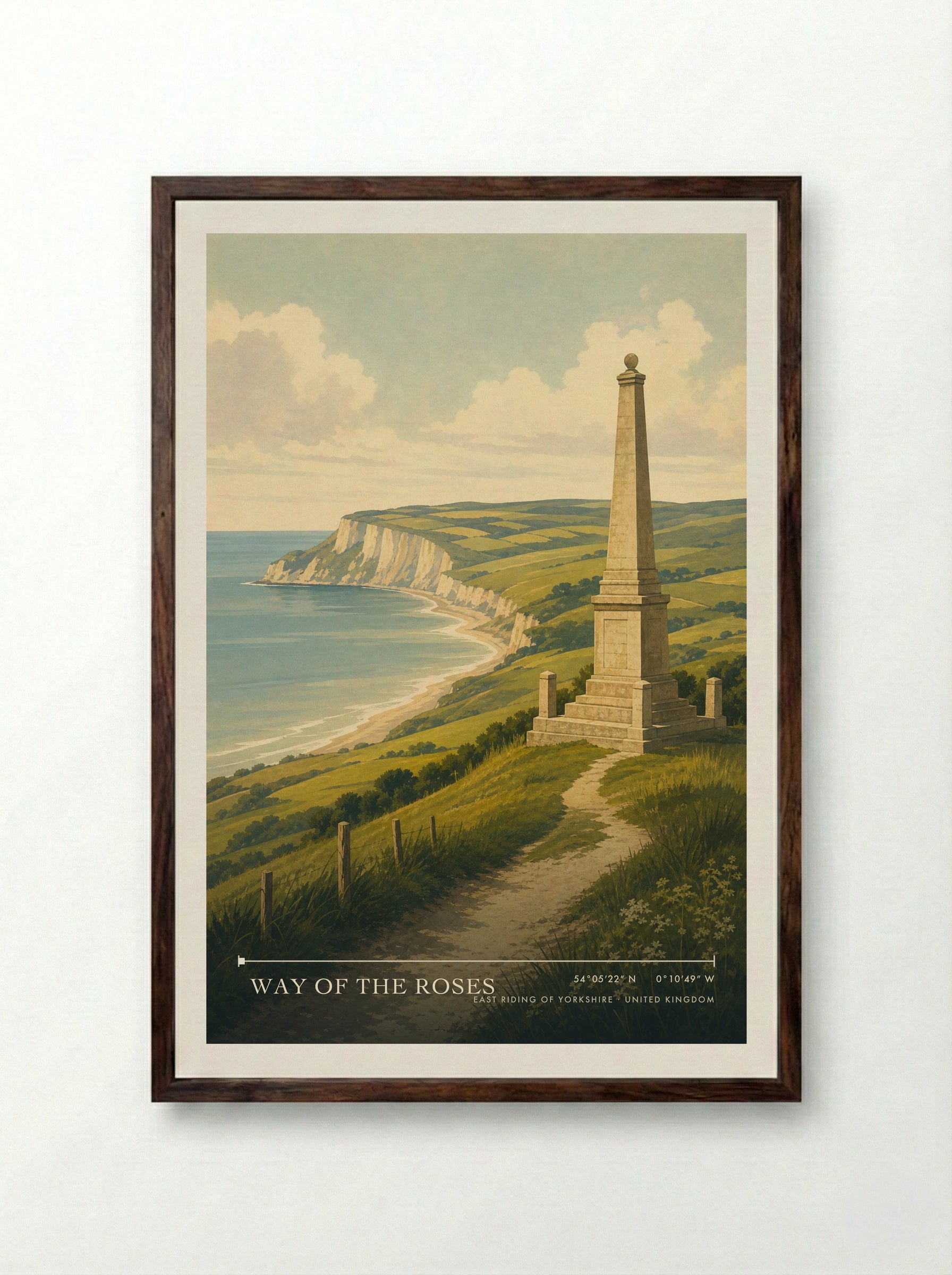 Way of the Roses East Riding of Yorkshire United Kingdom Travel Poster - Framed Print Dark Wood