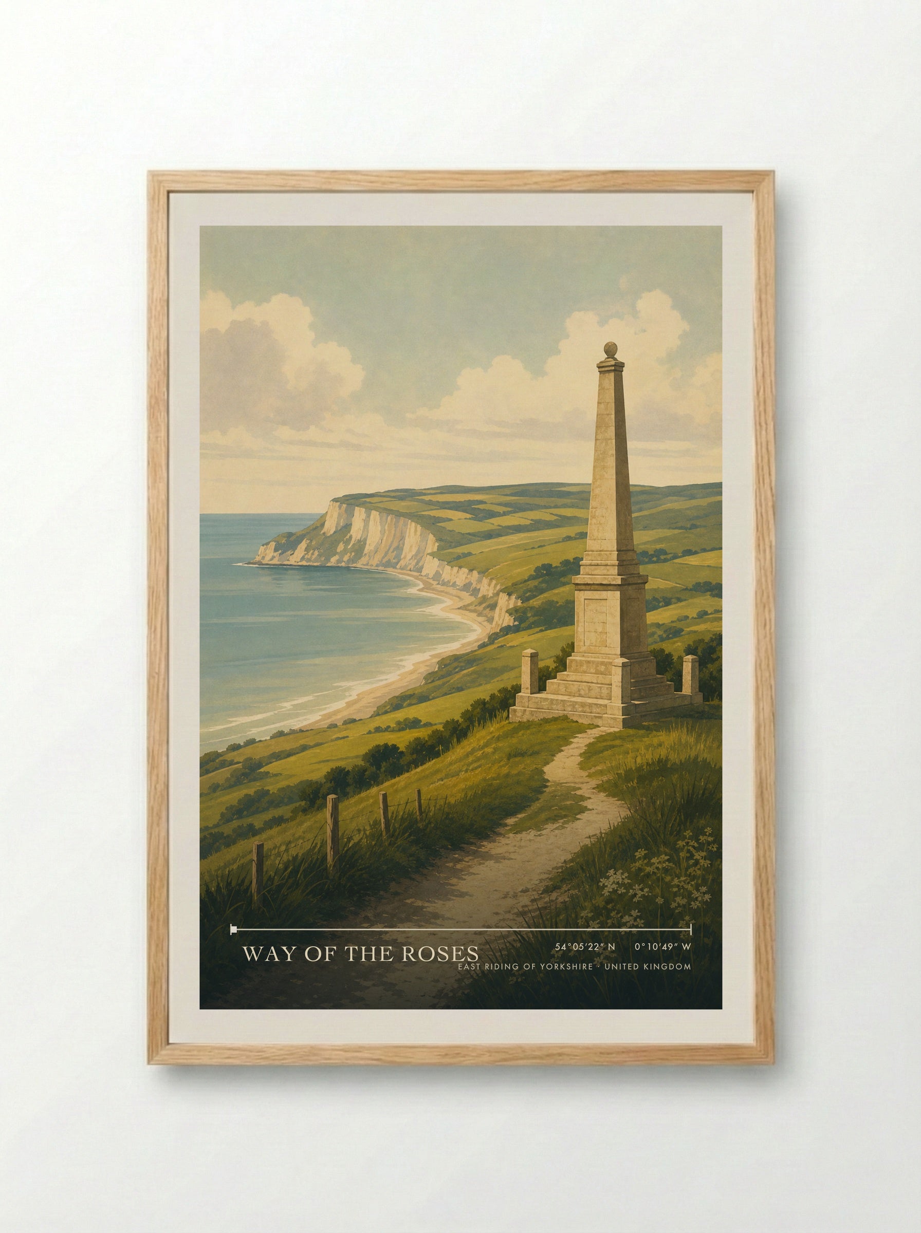 Way of the Roses East Riding of Yorkshire United Kingdom Travel Poster - Framed Print Wood