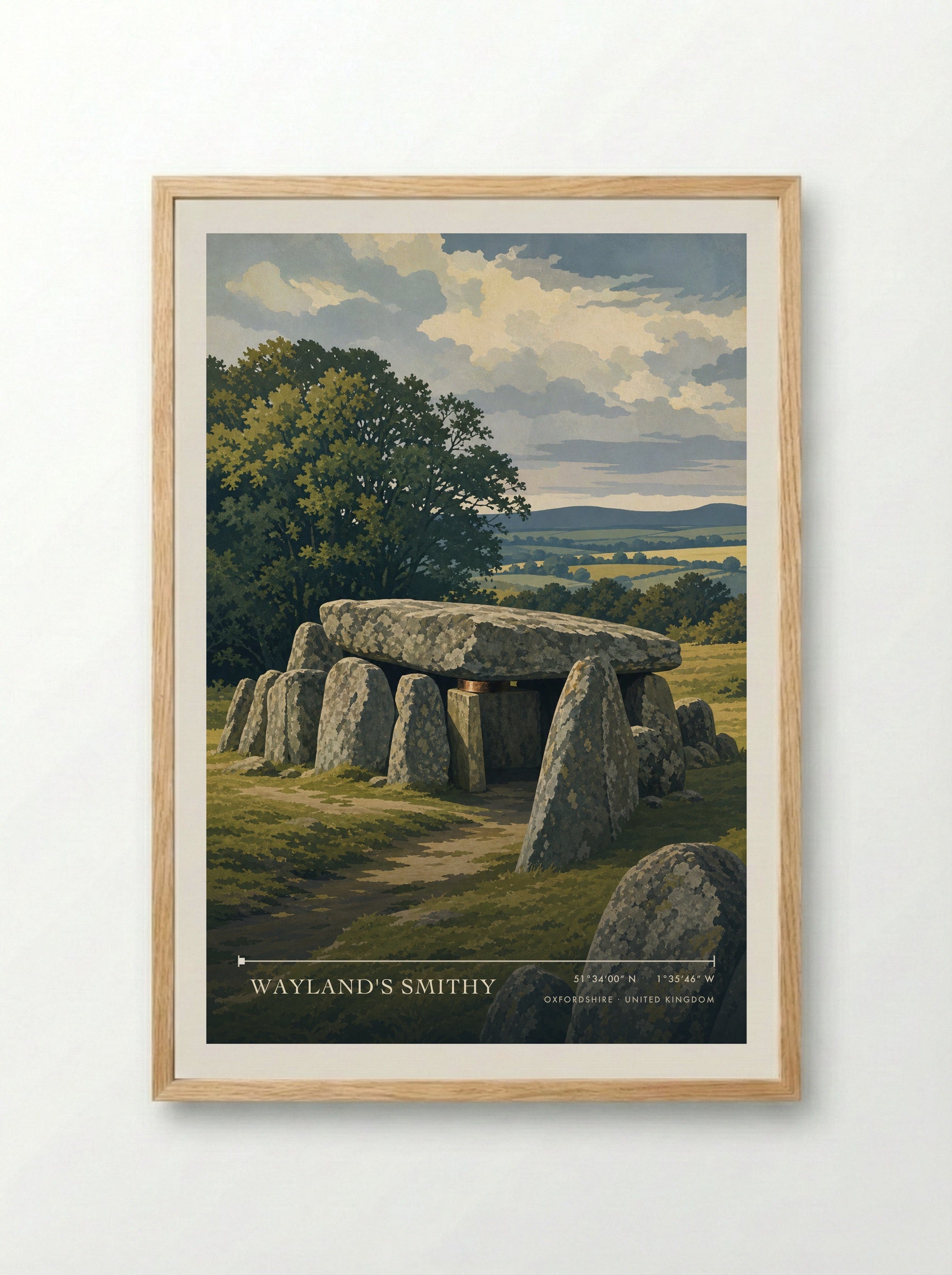 Wayland's Smithy Oxfordshire United Kingdom Travel Poster - Framed Print Wood