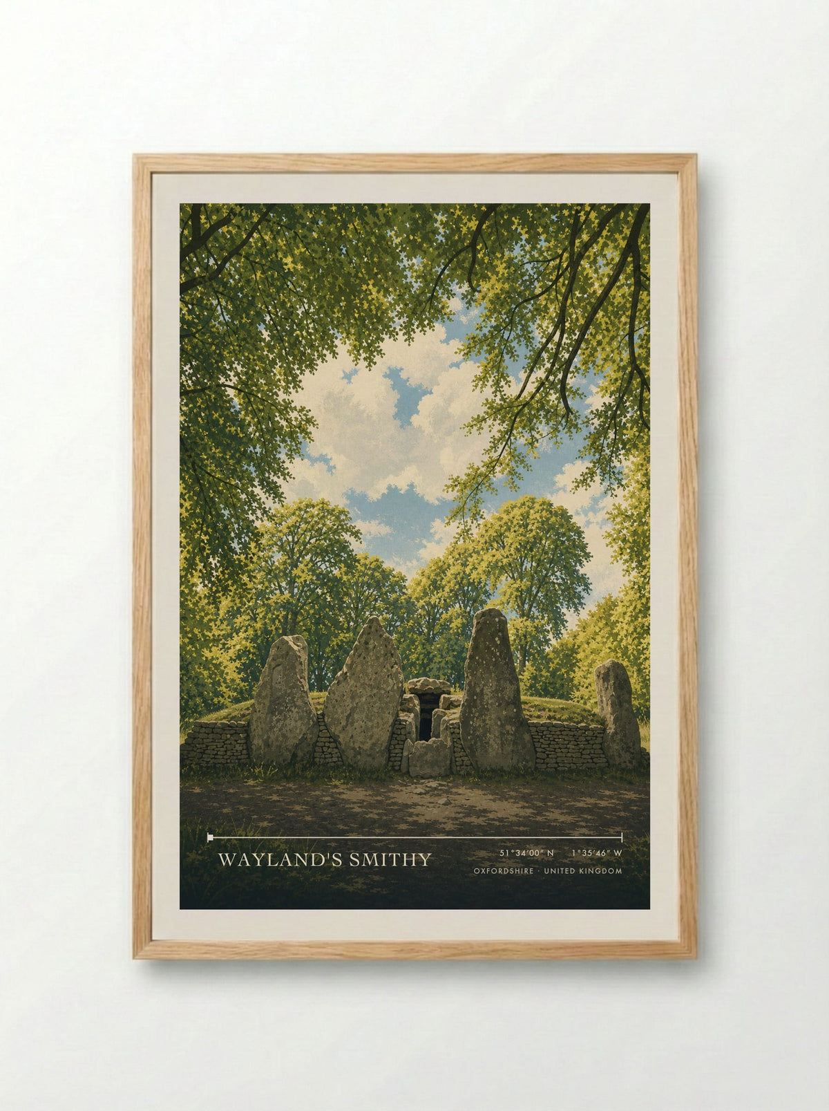 Wayland's Smithy Oxfordshire United Kingdom Travel Poster - Framed Print Wood