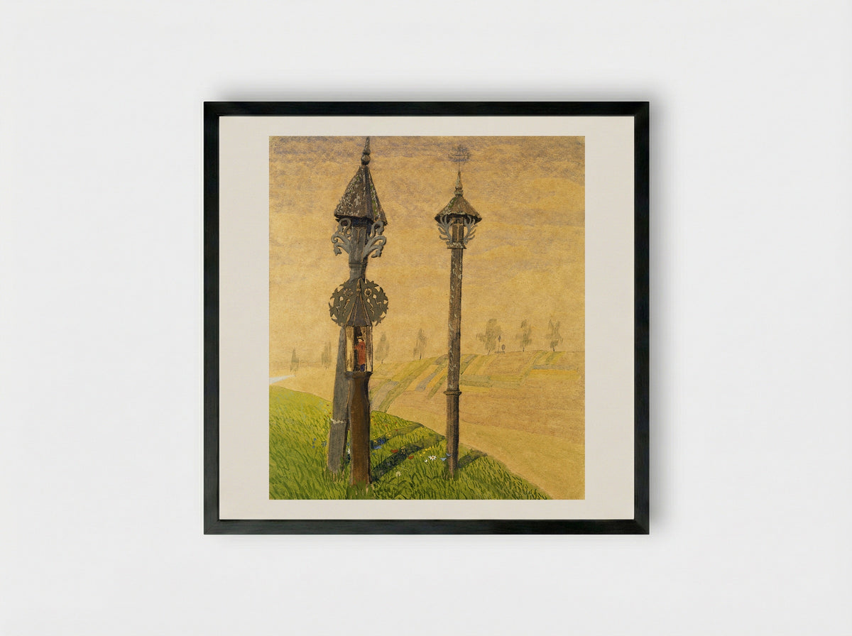 Wayside Crosses of Zemaitija - Mikalojus Konstantinas Čiurlionis - Framed Print Black