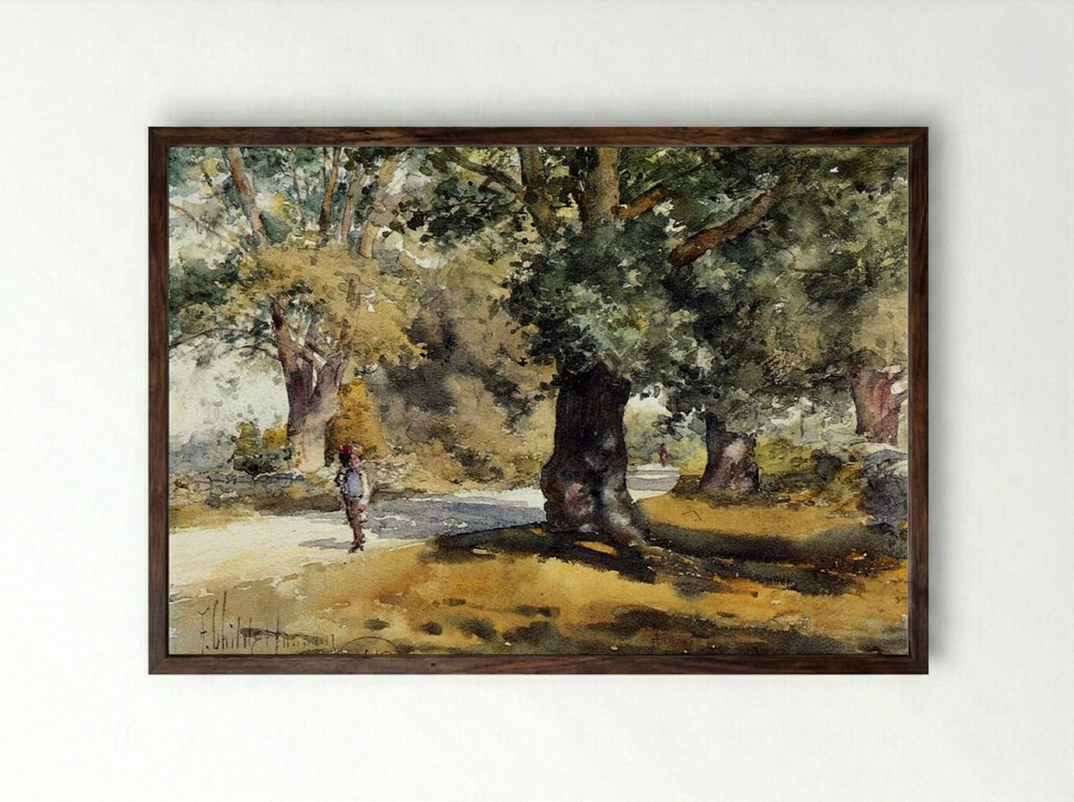 Wayside Inn - Childe Hassam - Framed Print Dark Wood