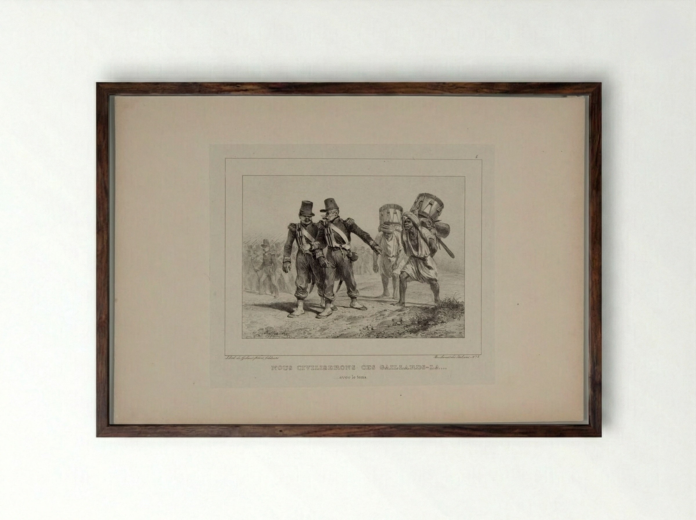 We'll Civilize These Fellows - Denis-Auguste-Marie Raffet - Framed Print Dark Wood