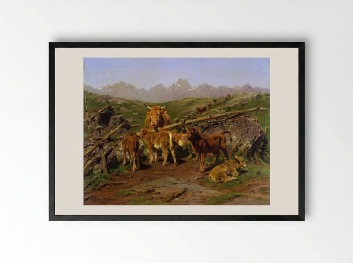 Weaning the Calves - Rosa Bonheur - Framed Print Black