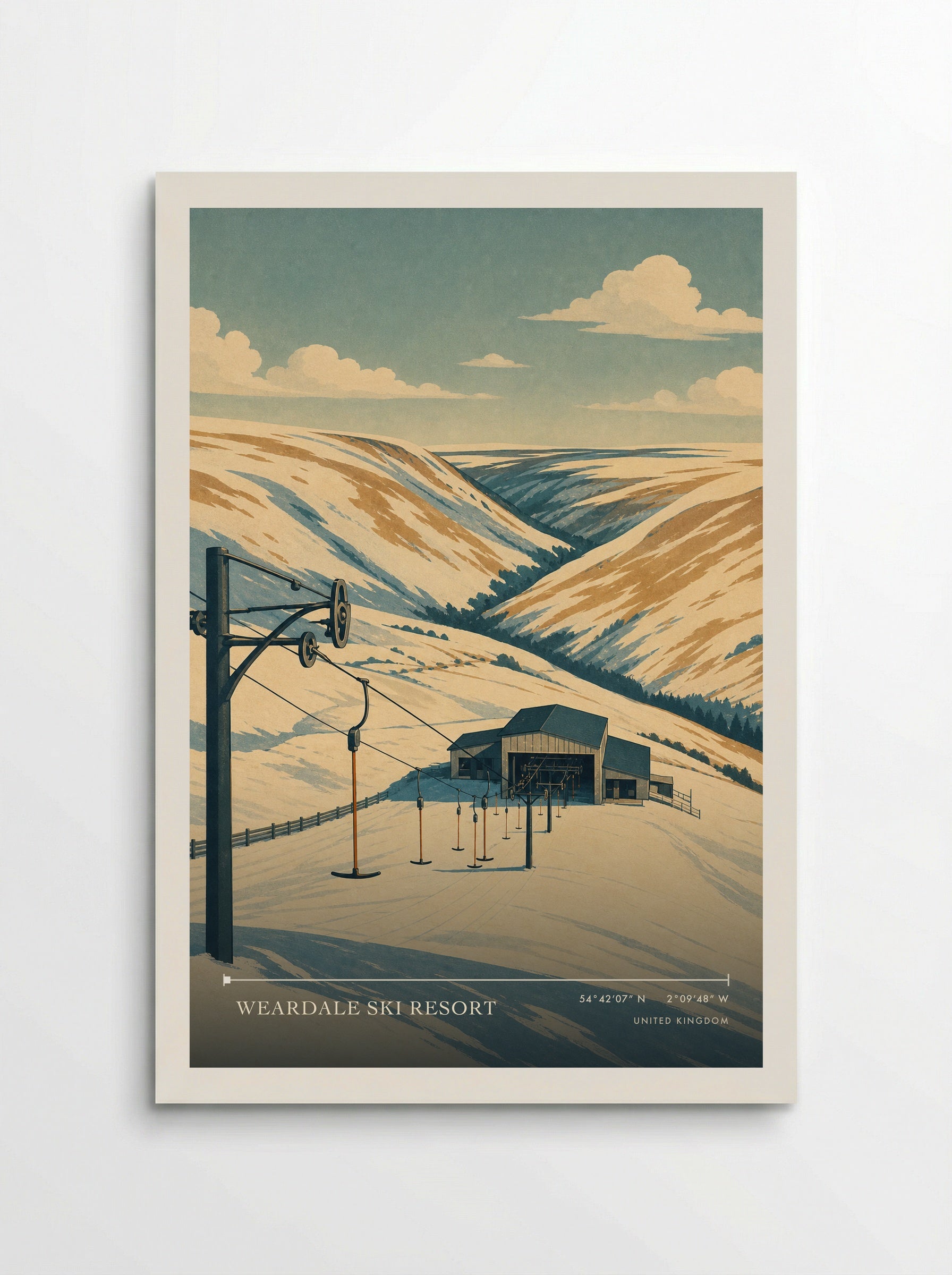 Weardale Ski Resort United Kingdom Travel Poster - Poster