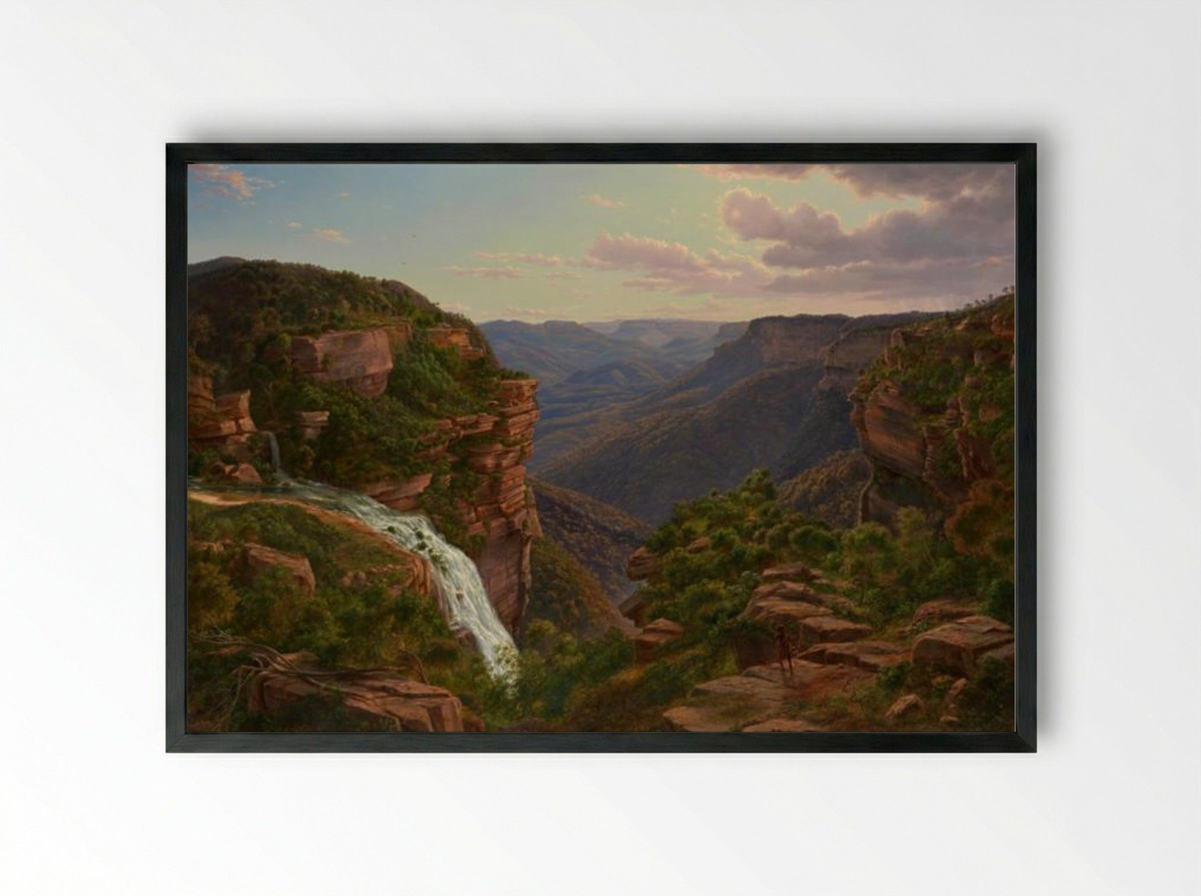 Weatherboard Creek Falls, Jamieson's Valley, New South Wales - Eugene von Guerard - Framed Print Black