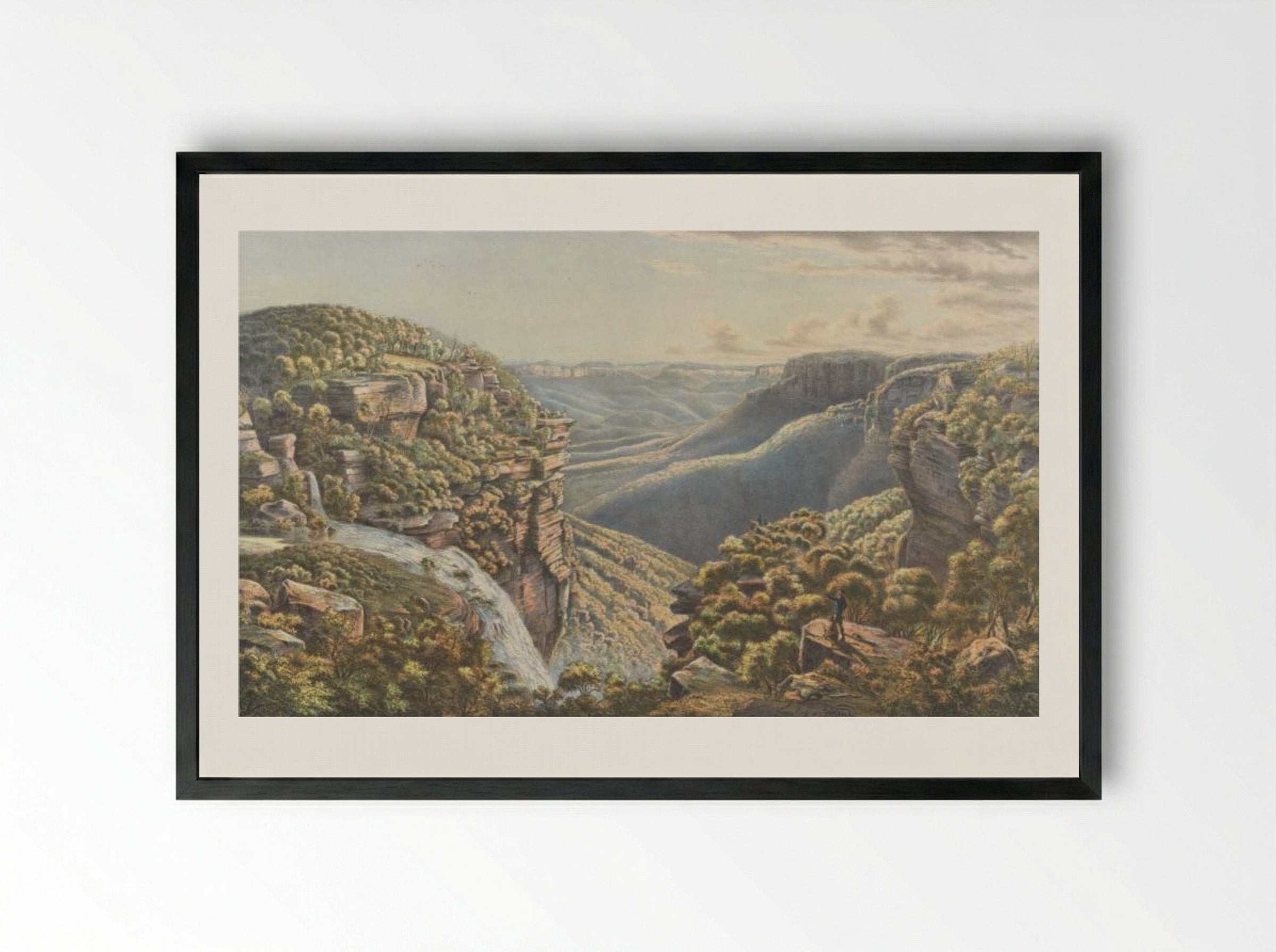 Weatherboard Fall, N.S.W. - Eugene von Guerard - Framed Print Black