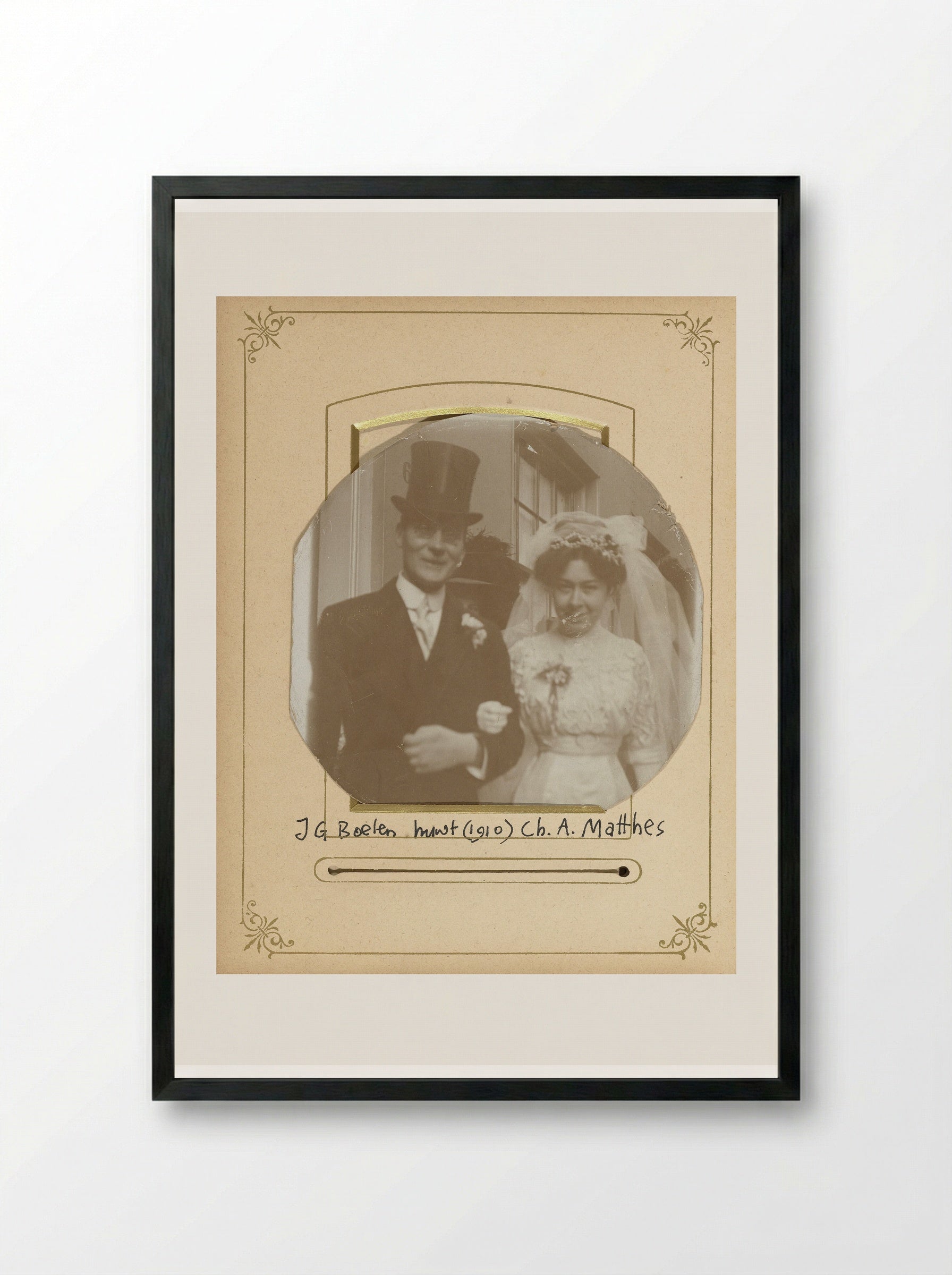 Wedding Portrait of J.G. Boelen and Ch. A. Matthes - Fine Art Print - Framed Print Black