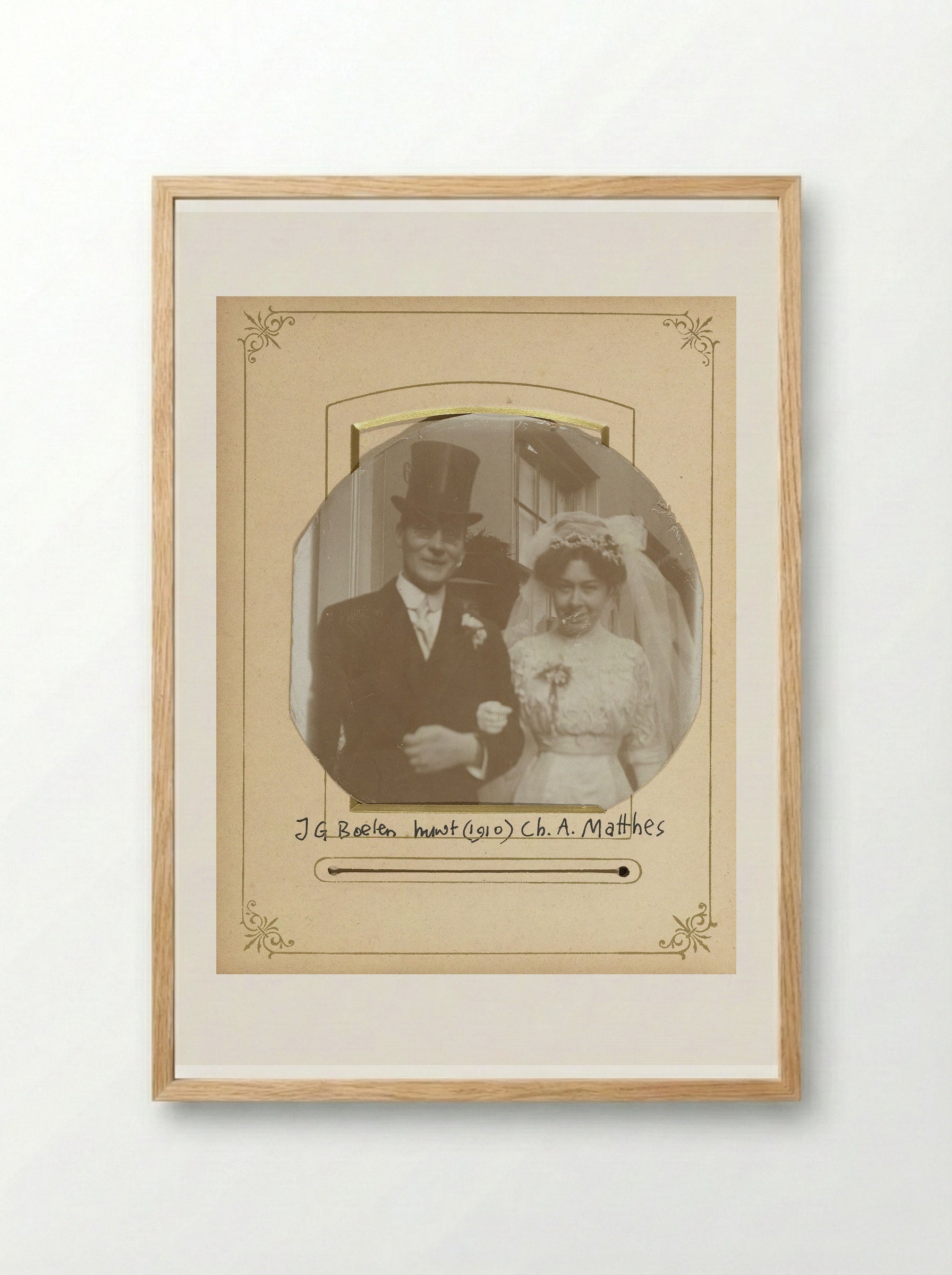 Wedding Portrait of J.G. Boelen and Ch. A. Matthes - Fine Art Print - Framed Print Wood