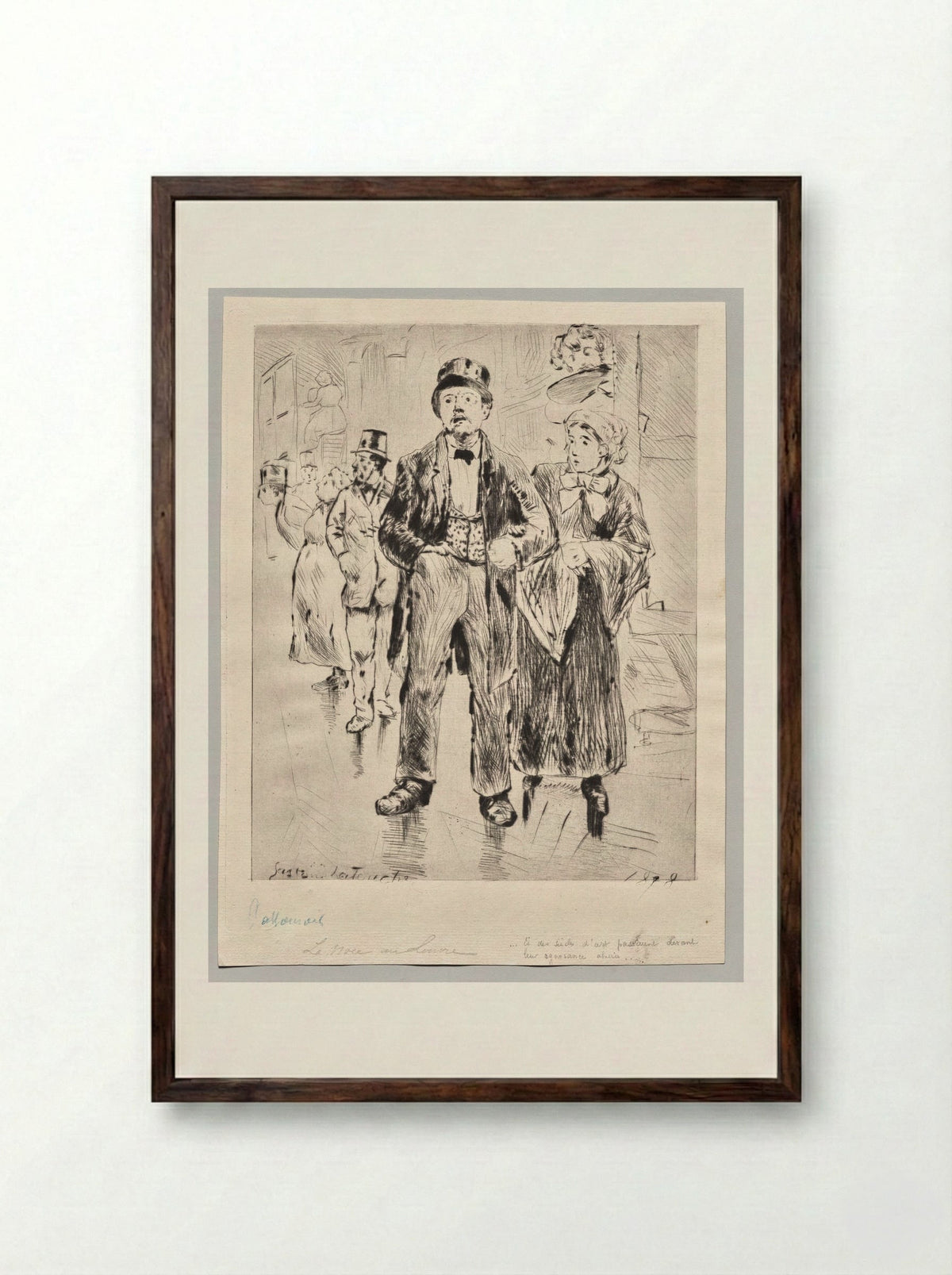 Wedding at the Louvre - Gaston de Latouche - Framed Print Dark Wood