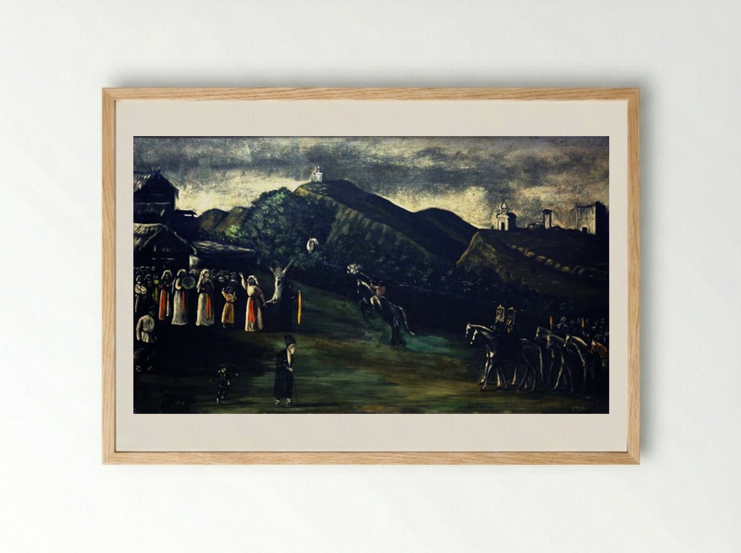 Wedding in the Old-Times Georgia - Niko Pirosmani - Framed Print Wood