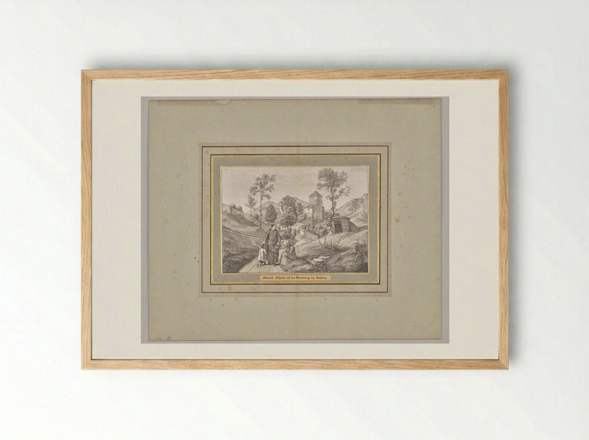 Wednesday. Footpath on the Mönchsberg near Salzburg - Ferdinand Olivier - Framed Print Wood