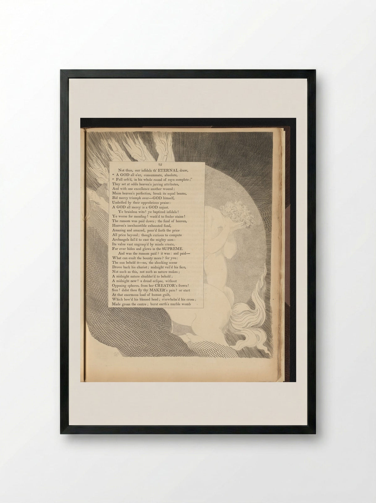 Weeping Figure and Horse - William Blake - Framed Print Black