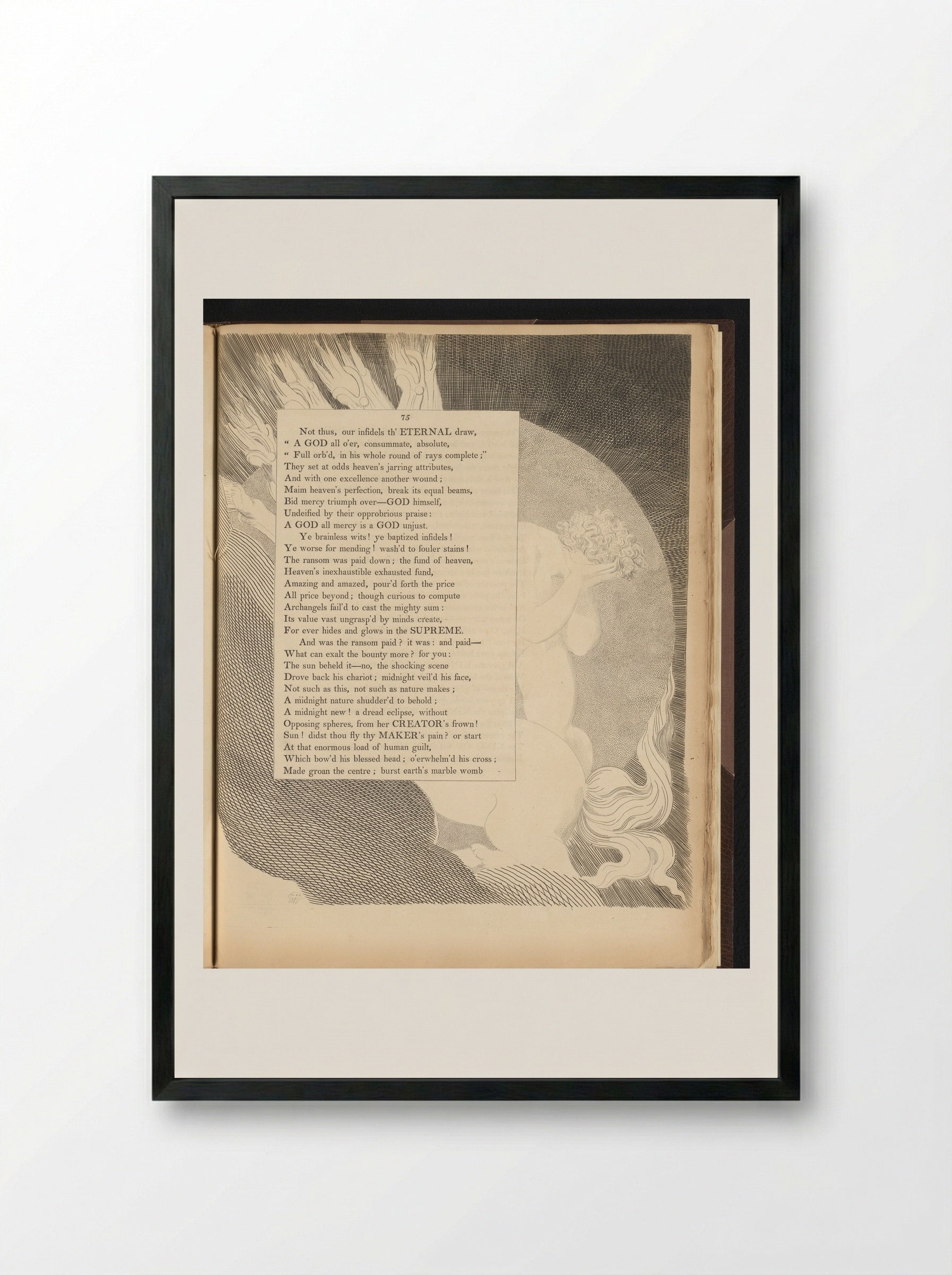 Weeping Figure and Horse - William Blake - Framed Print Black