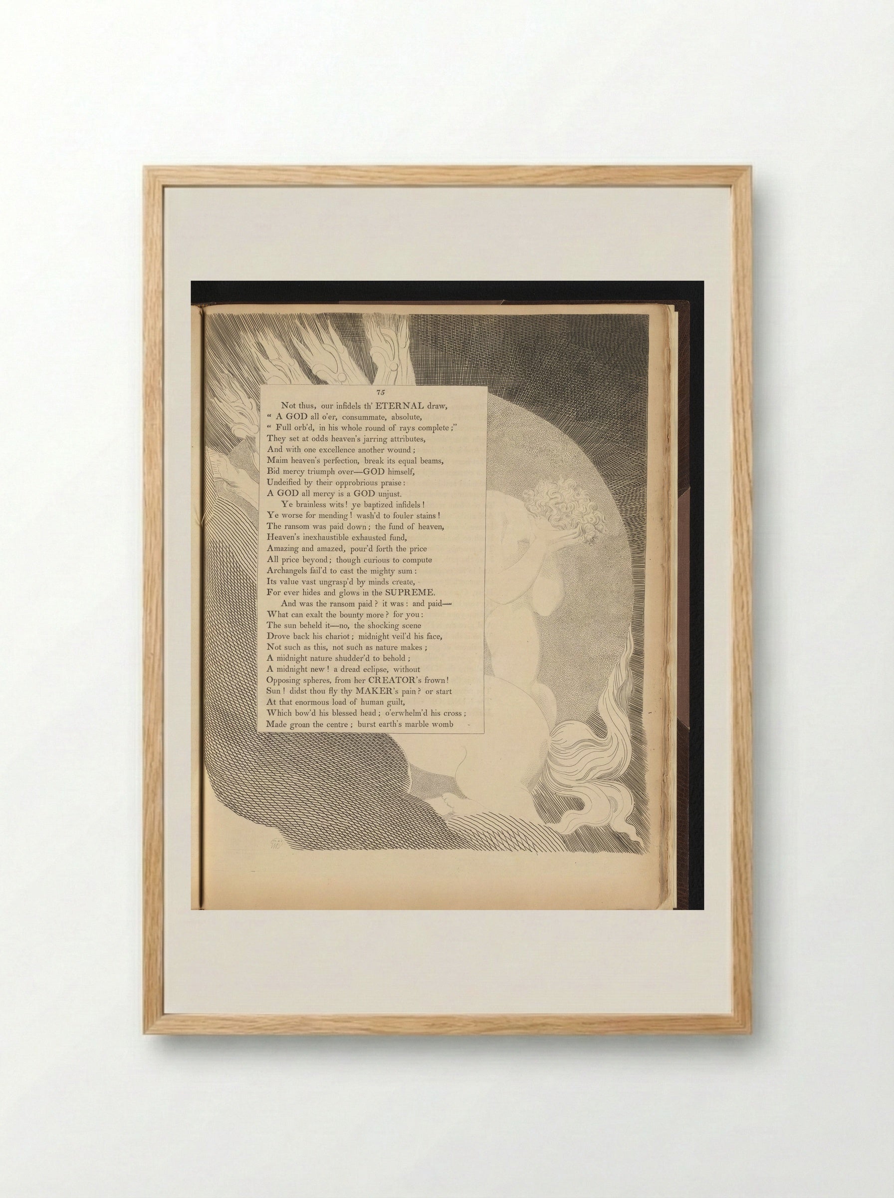 Weeping Figure and Horse - William Blake - Framed Print Wood