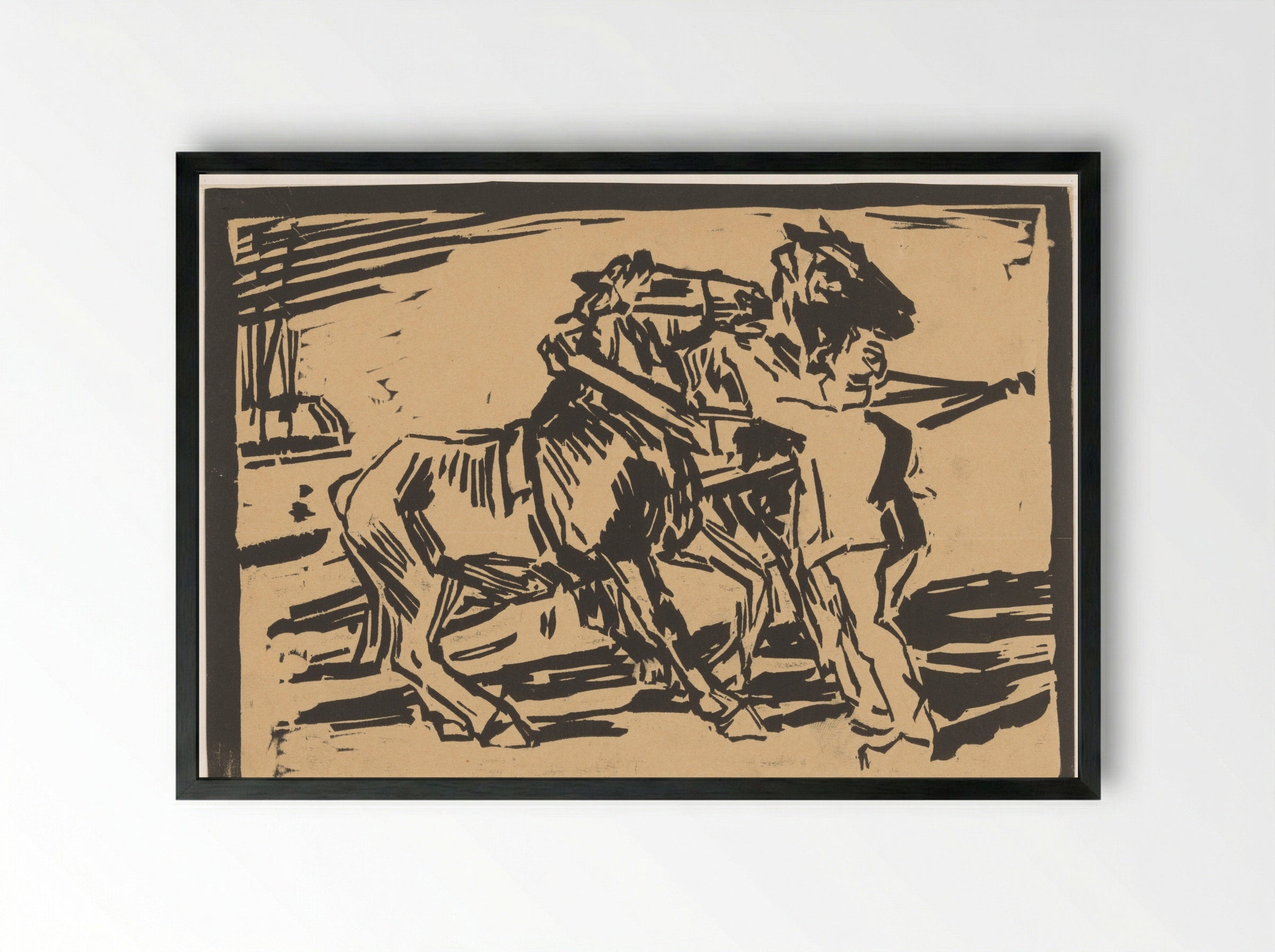 Weerspannige paarden - Marius Richters - Framed Print Black