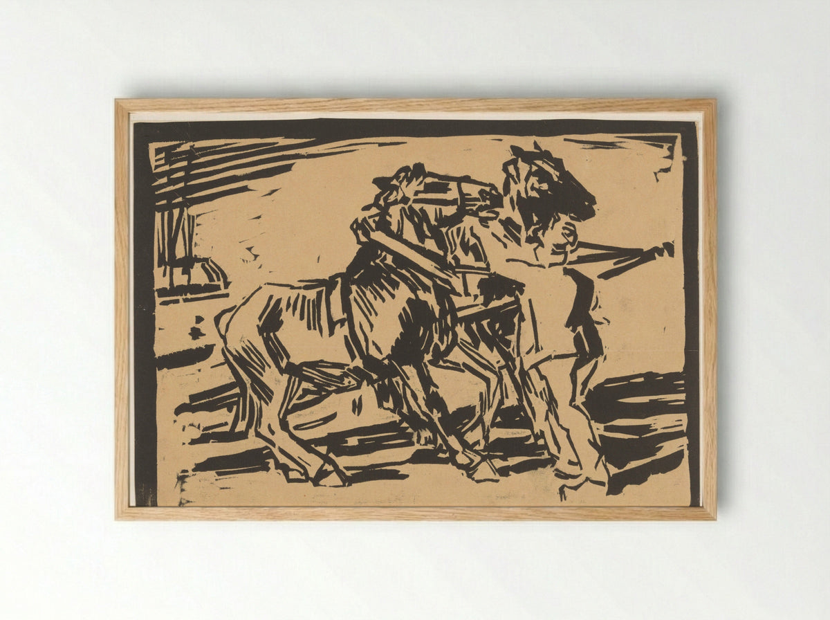 Weerspannige paarden - Marius Richters - Framed Print Wood