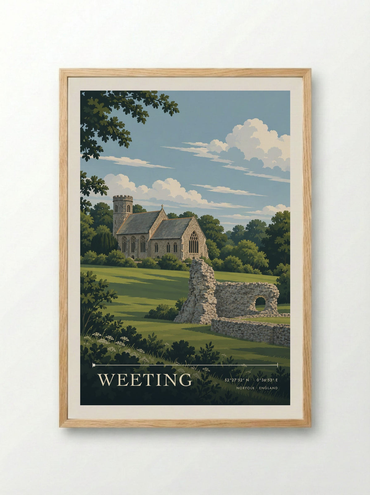 Weeting, Norfolk | Travel Poster - Framed Print Wood