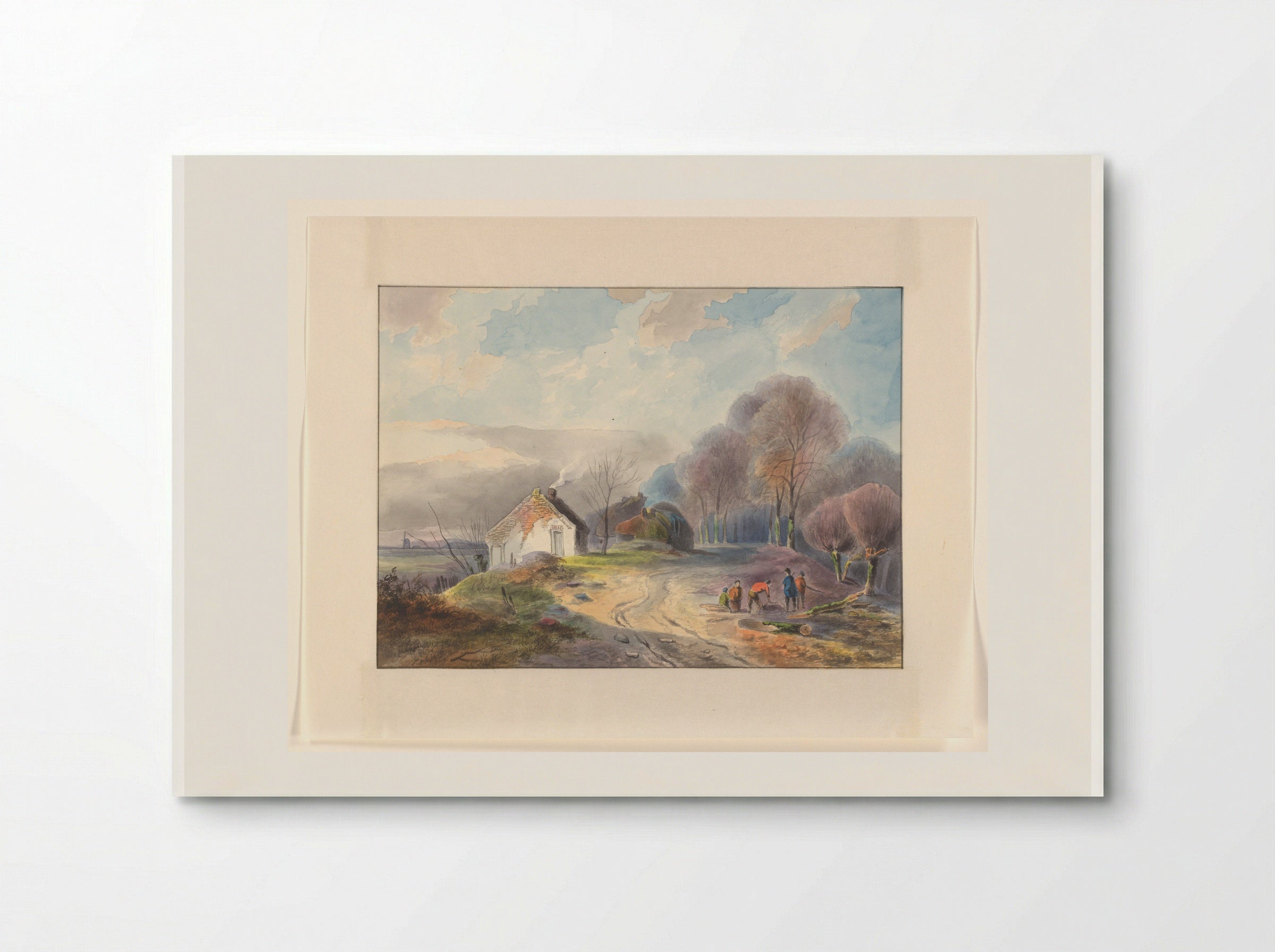 Weg over een dijk met bomen en huizen - Johannes van Reijn - Poster