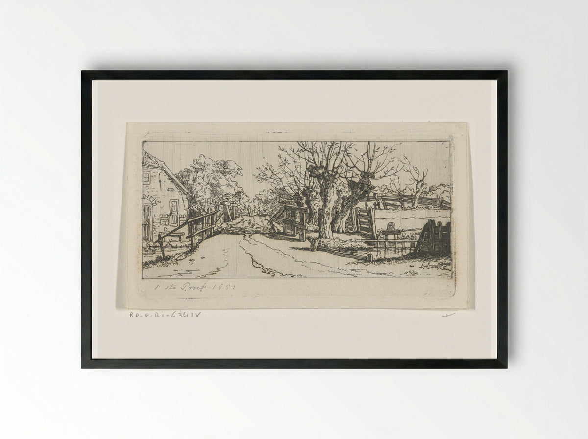 Weggetje langs een boerderij - Jacobus Ludovicus Cornet - Framed Print Black