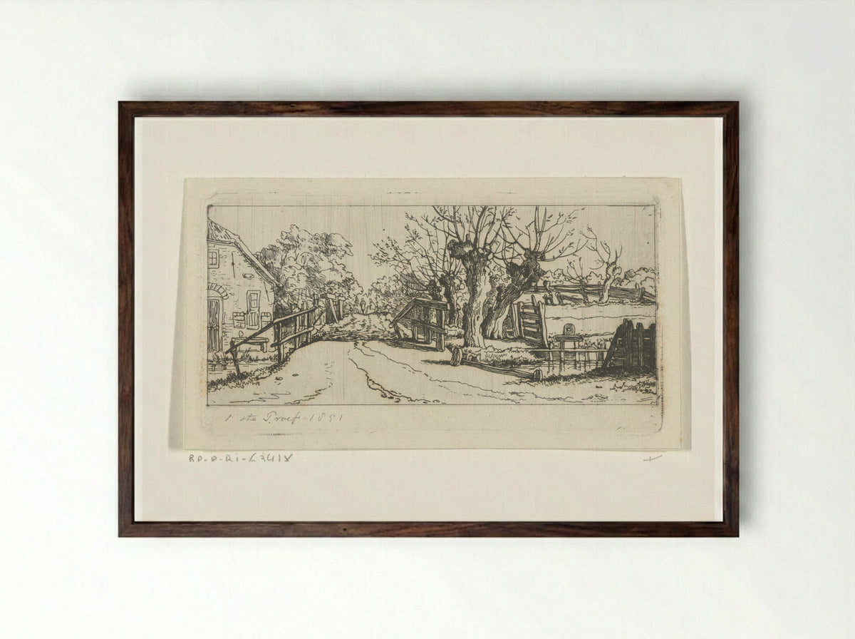 Weggetje langs een boerderij - Jacobus Ludovicus Cornet - Framed Print Dark Wood