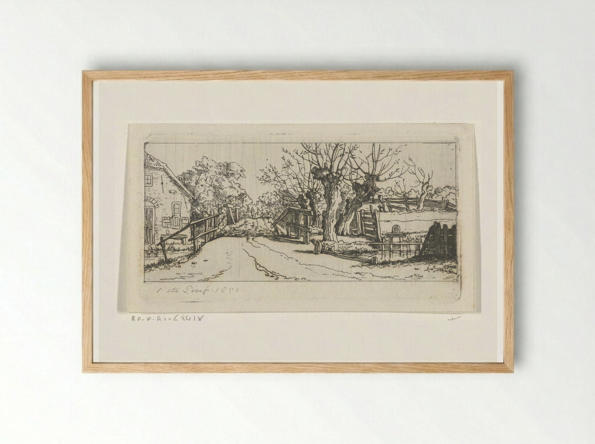 Weggetje langs een boerderij - Jacobus Ludovicus Cornet - Framed Print Wood
