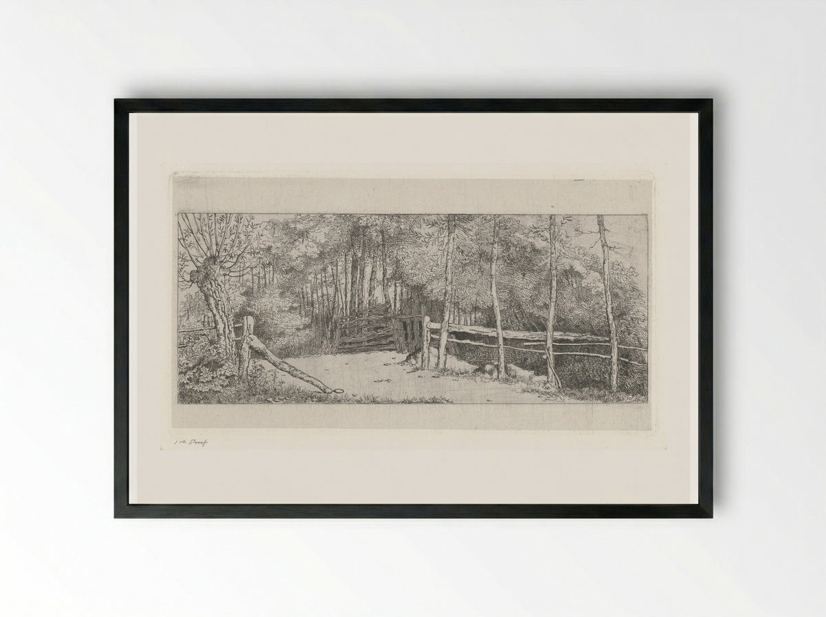 Weggetje langs een bos te Cronensteyn - Jacobus Ludovicus Cornet - Framed Print Black