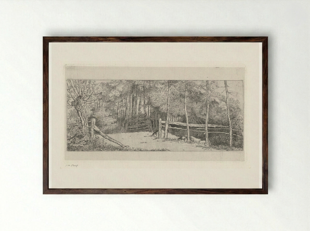 Weggetje langs een bos te Cronensteyn - Jacobus Ludovicus Cornet - Framed Print Dark Wood