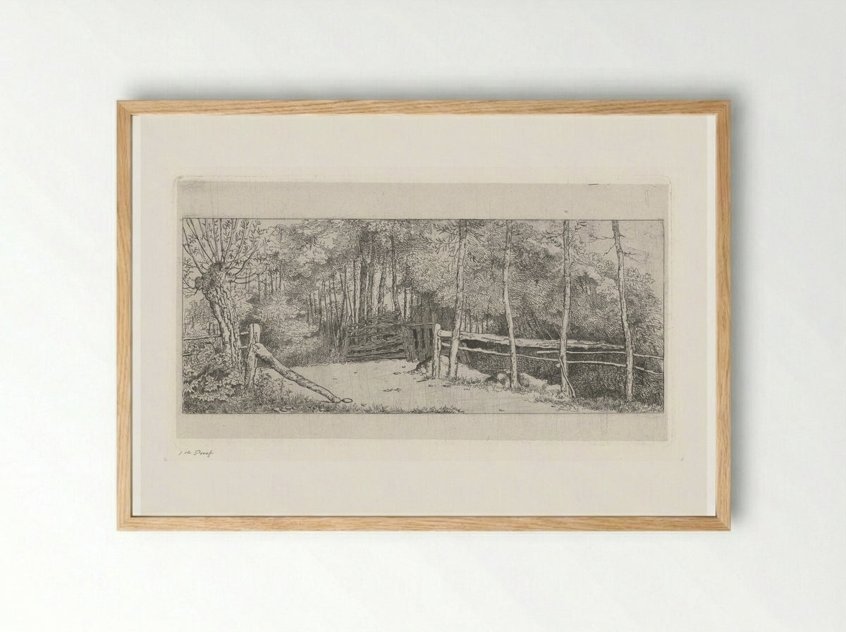 Weggetje langs een bos te Cronensteyn - Jacobus Ludovicus Cornet - Framed Print Wood