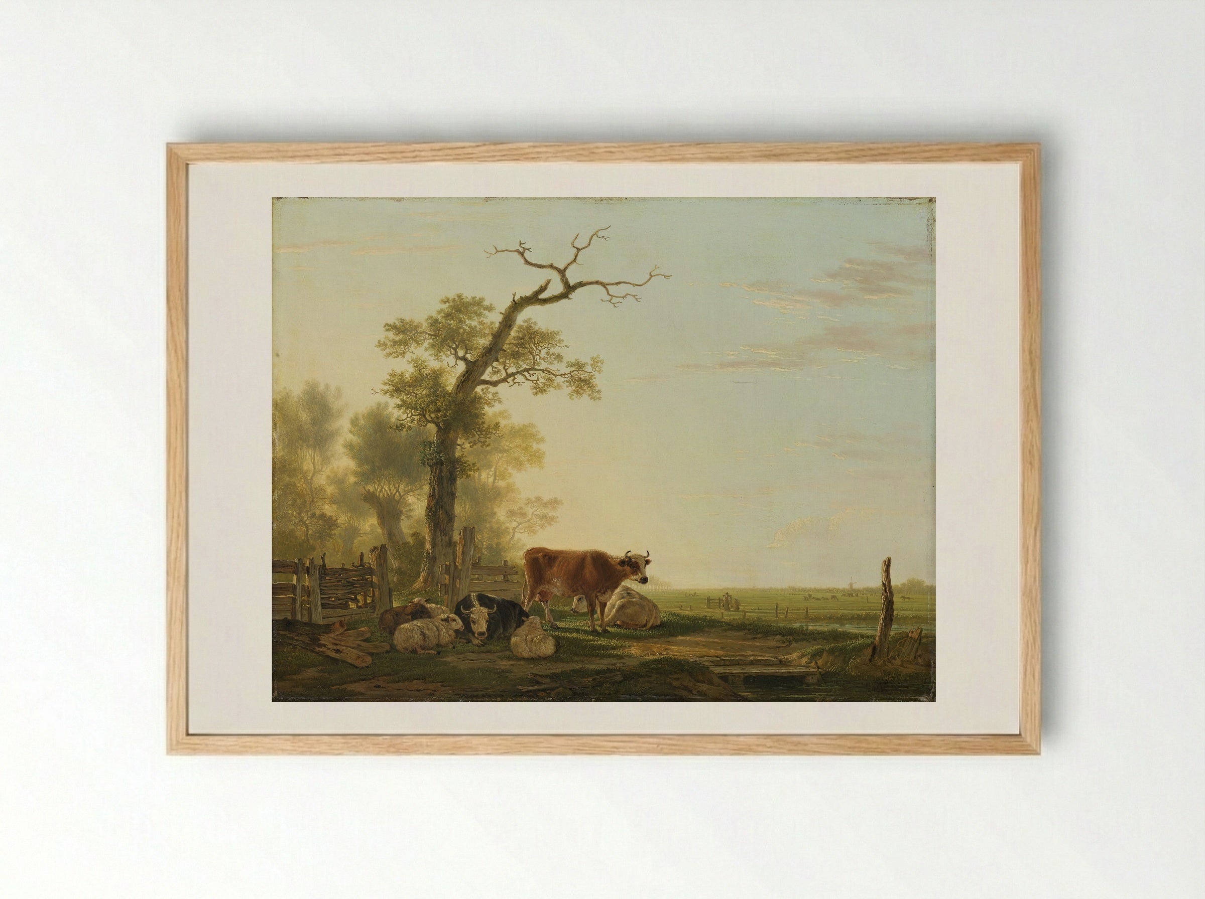 Weidelandschap met vee - Jacob van Strij - Framed Print Wood