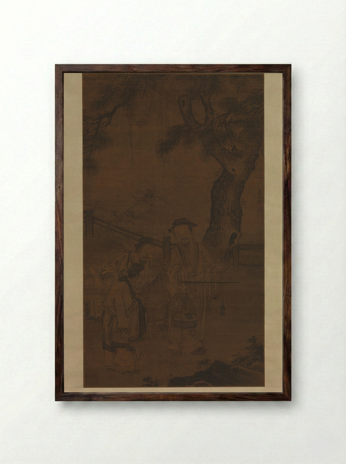 Weighing Books - Guo Xu - Framed Print Dark Wood