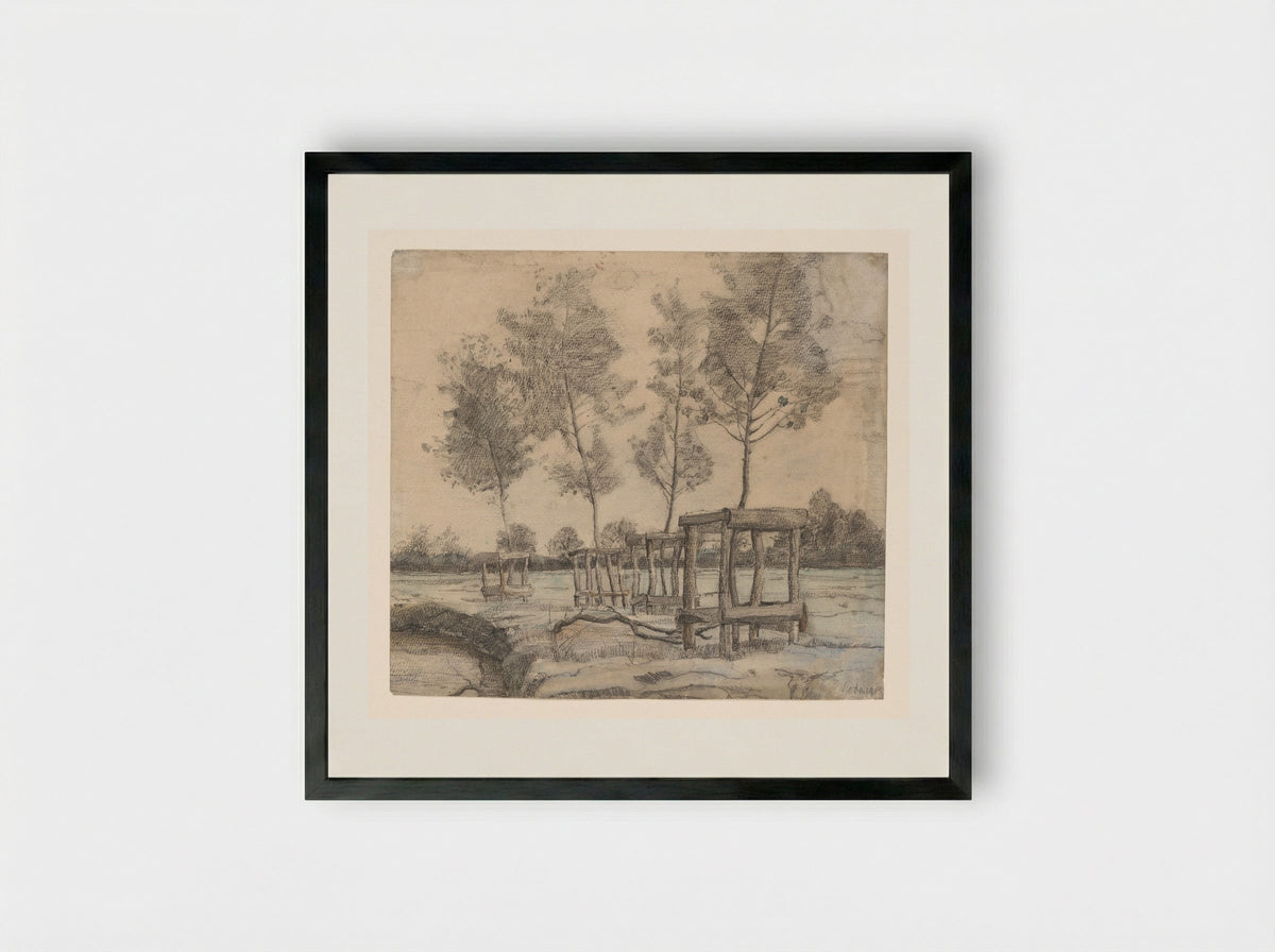 Weiland met bomen - Coba Steenhoff - Framed Print Black
