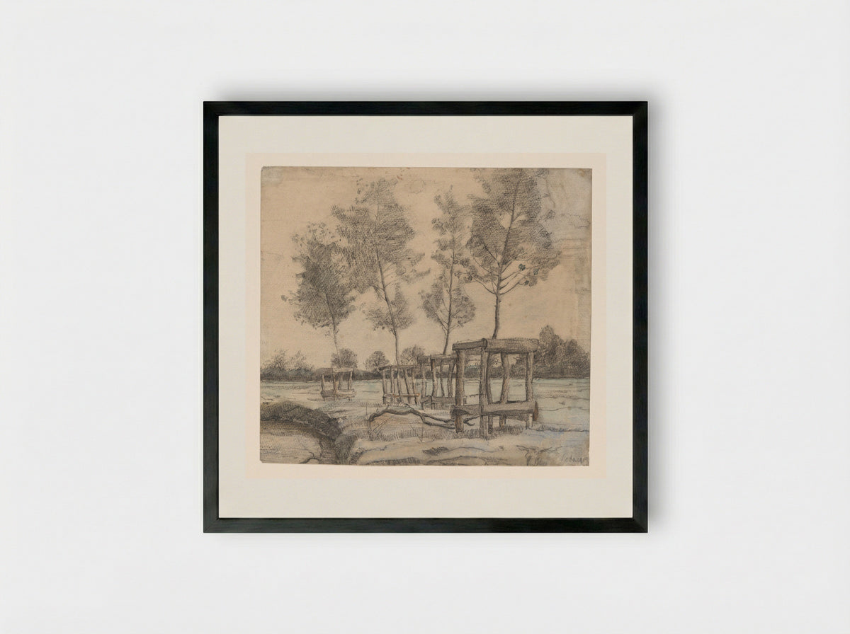 Weiland met bomen - Coba Steenhoff - Framed Print Black