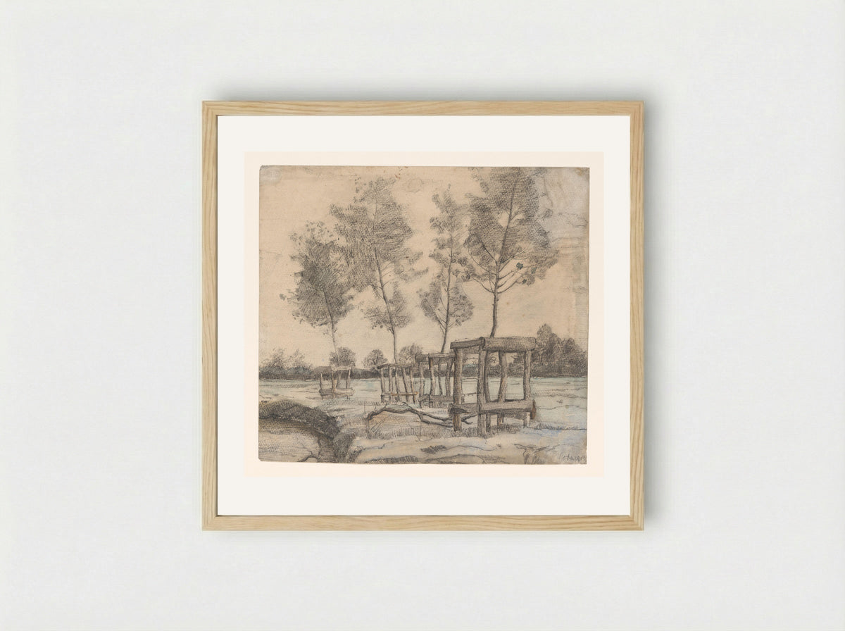 Weiland met bomen - Coba Steenhoff - Framed Print Wood