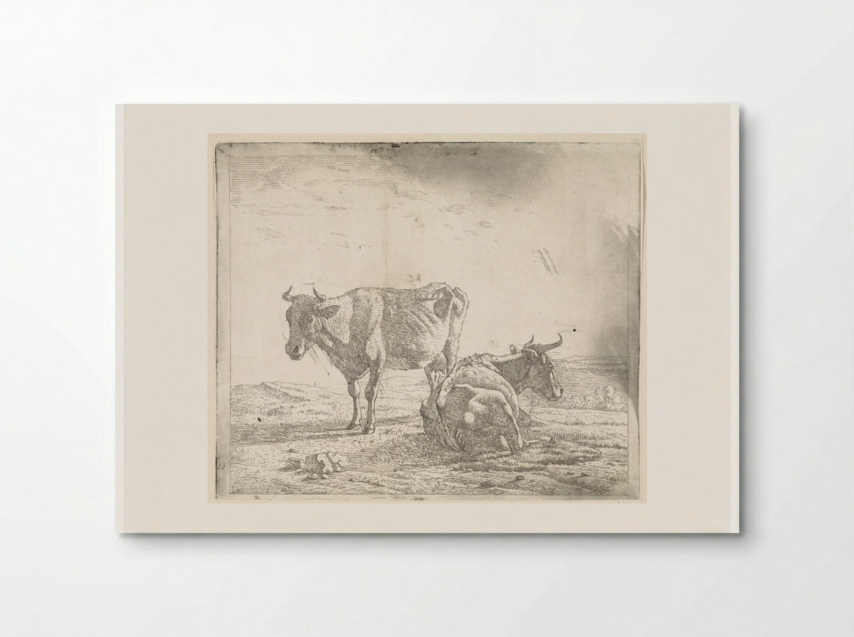 Weiland met een staande en liggende koe - Wouter Johannes van Troostwijk - Poster