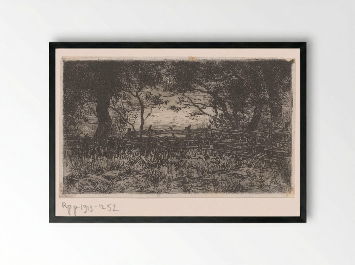 Weiland met hek en bomen - Philip Zilcken - Framed Print Black
