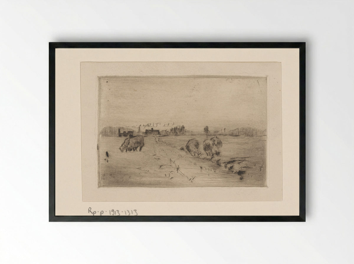 Weiland met schapen - Philip Zilcken - Framed Print Black