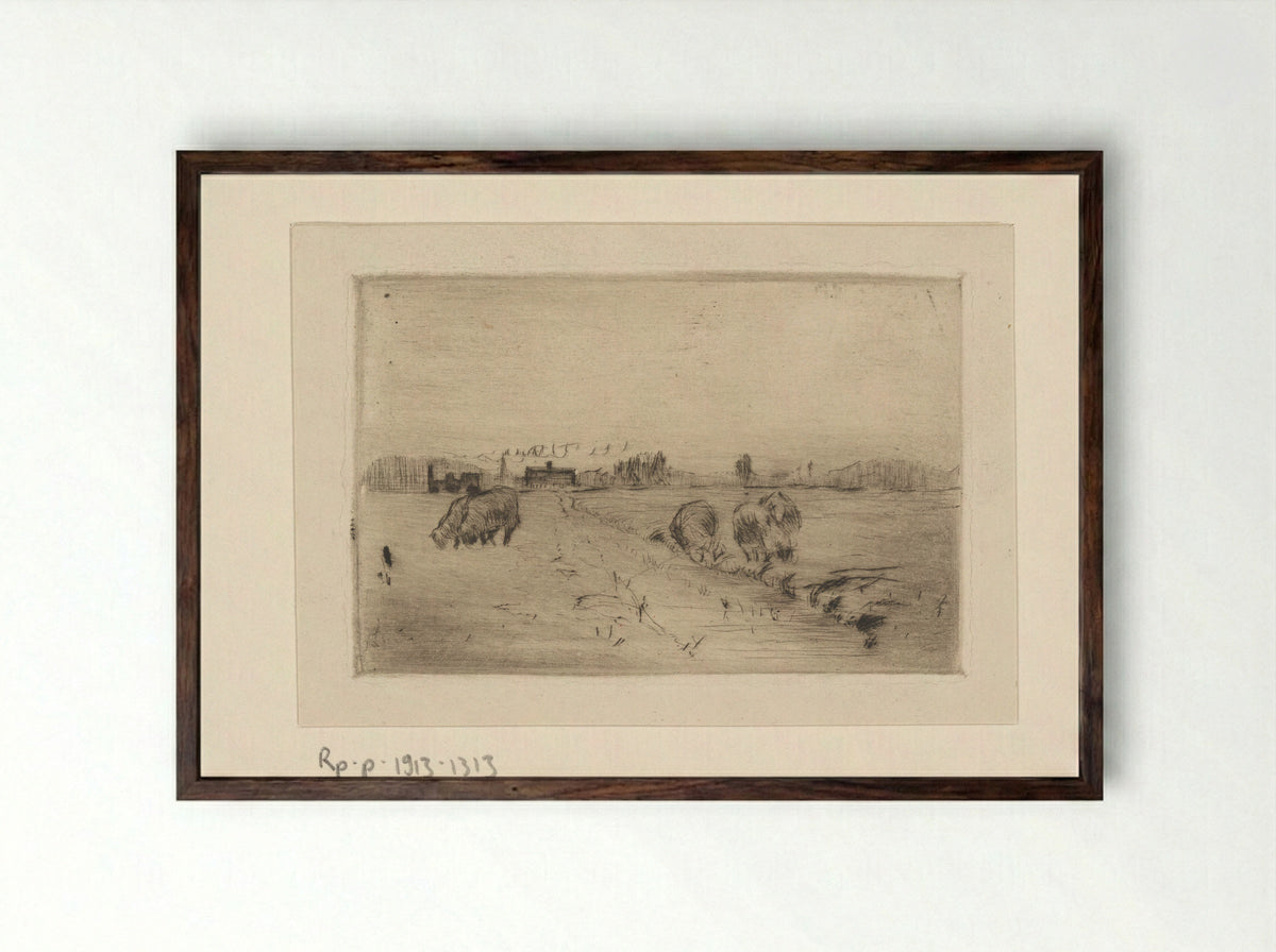 Weiland met schapen - Philip Zilcken - Framed Print Dark Wood