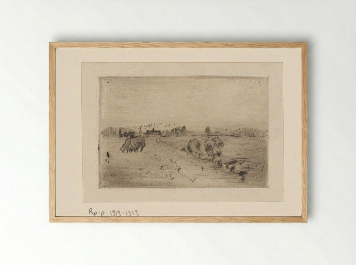 Weiland met schapen - Philip Zilcken - Framed Print Wood