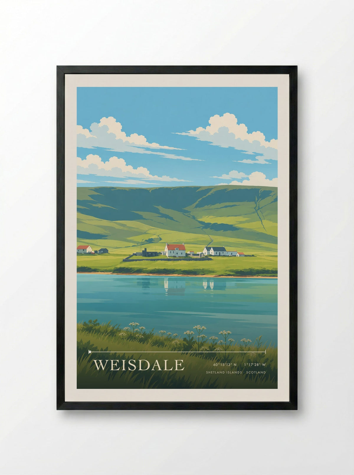 Weisdale, Shetland Islands | Travel Poster - Framed Print Black