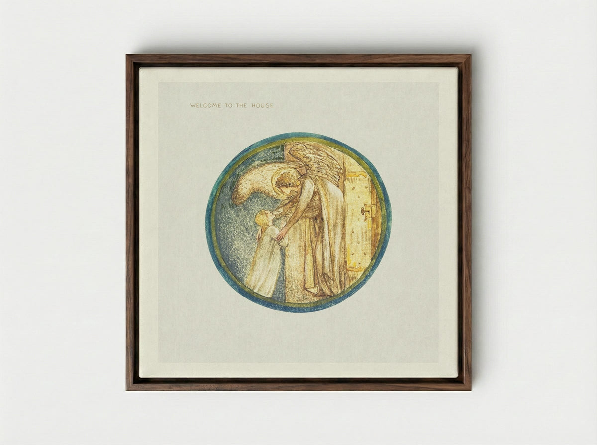 Welcome to the House, from The Flower Book - Edward Burne-Jones - Framed Canvas Dark Wood