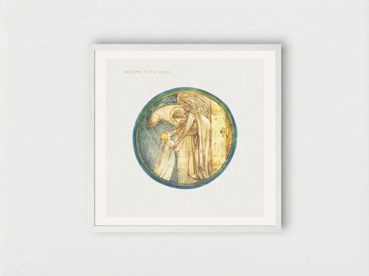 Welcome to the House, from The Flower Book - Edward Burne-Jones - Framed Print White