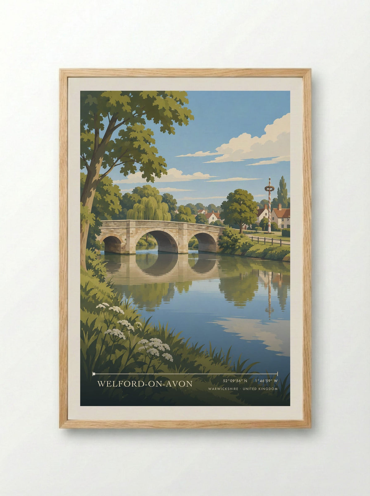 Welford-on-Avon, Warwickshire | Travel Poster - Framed Print Wood